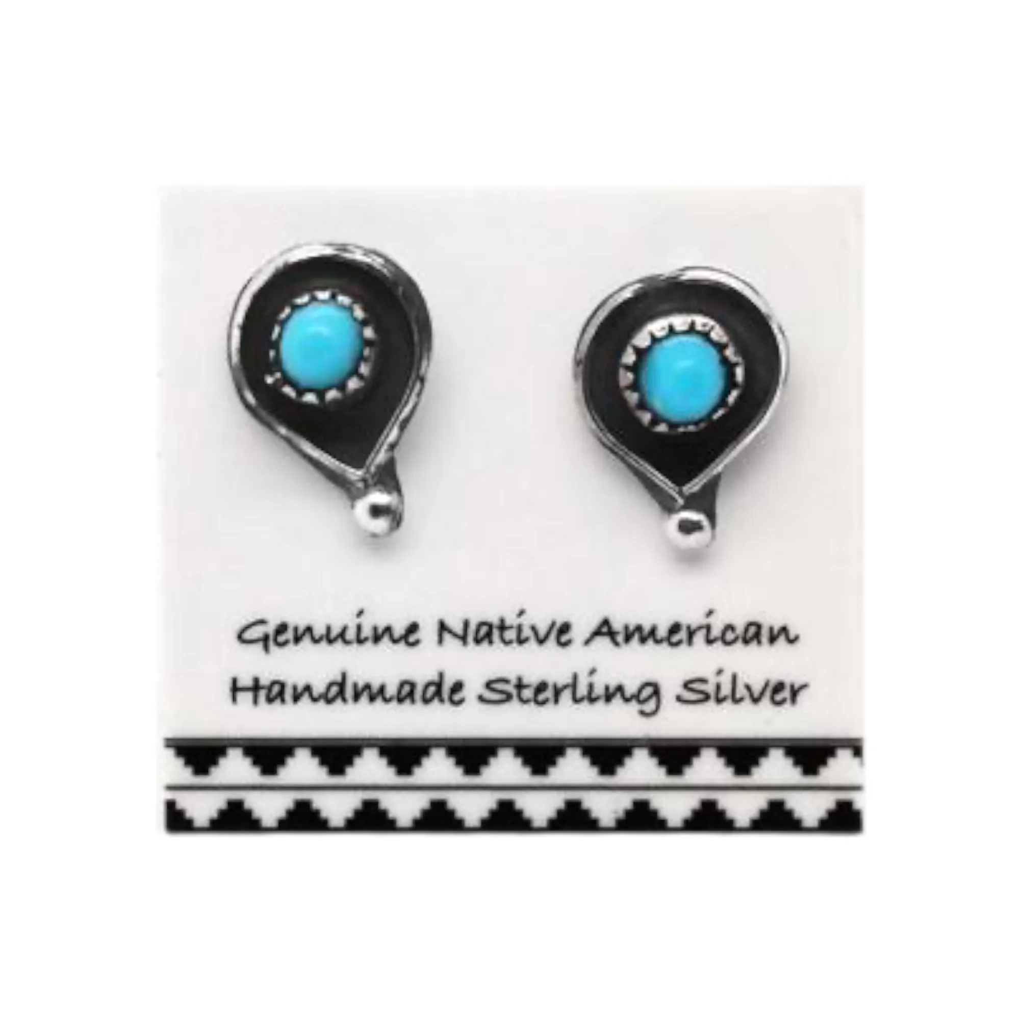 10mm Genuine Sleeping Beauty Turquoise Stud Earrings in 925 Sterling Silver, Authentic Native American Handmade, Nickel Free