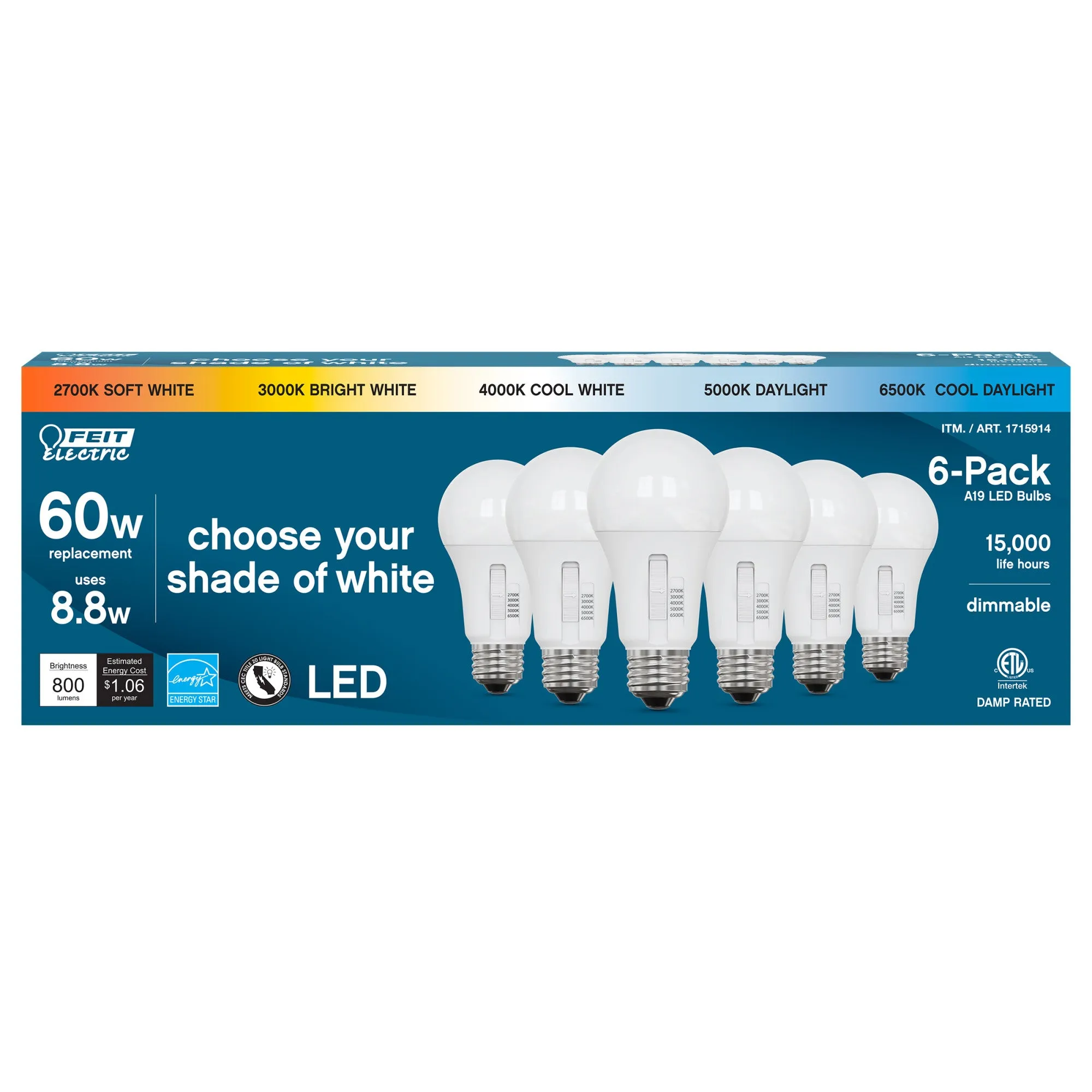 17.5W (100W Replacement) Selectable Color A21 E26 Base LED Bulb (12-Pack)