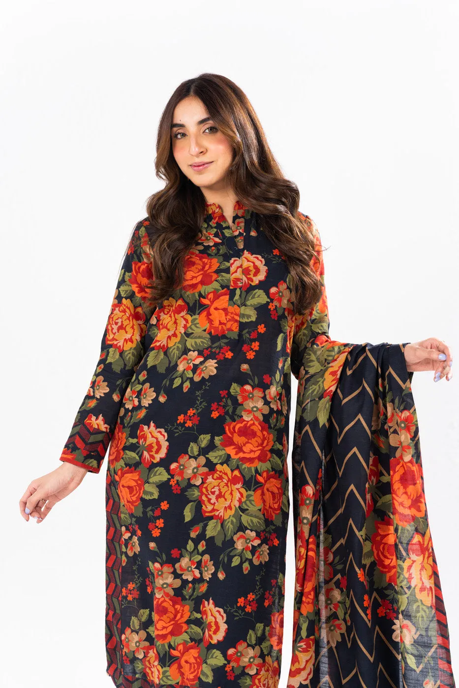 2 Piece Printed Khaddar Suit With Light Khaddar Dupatta