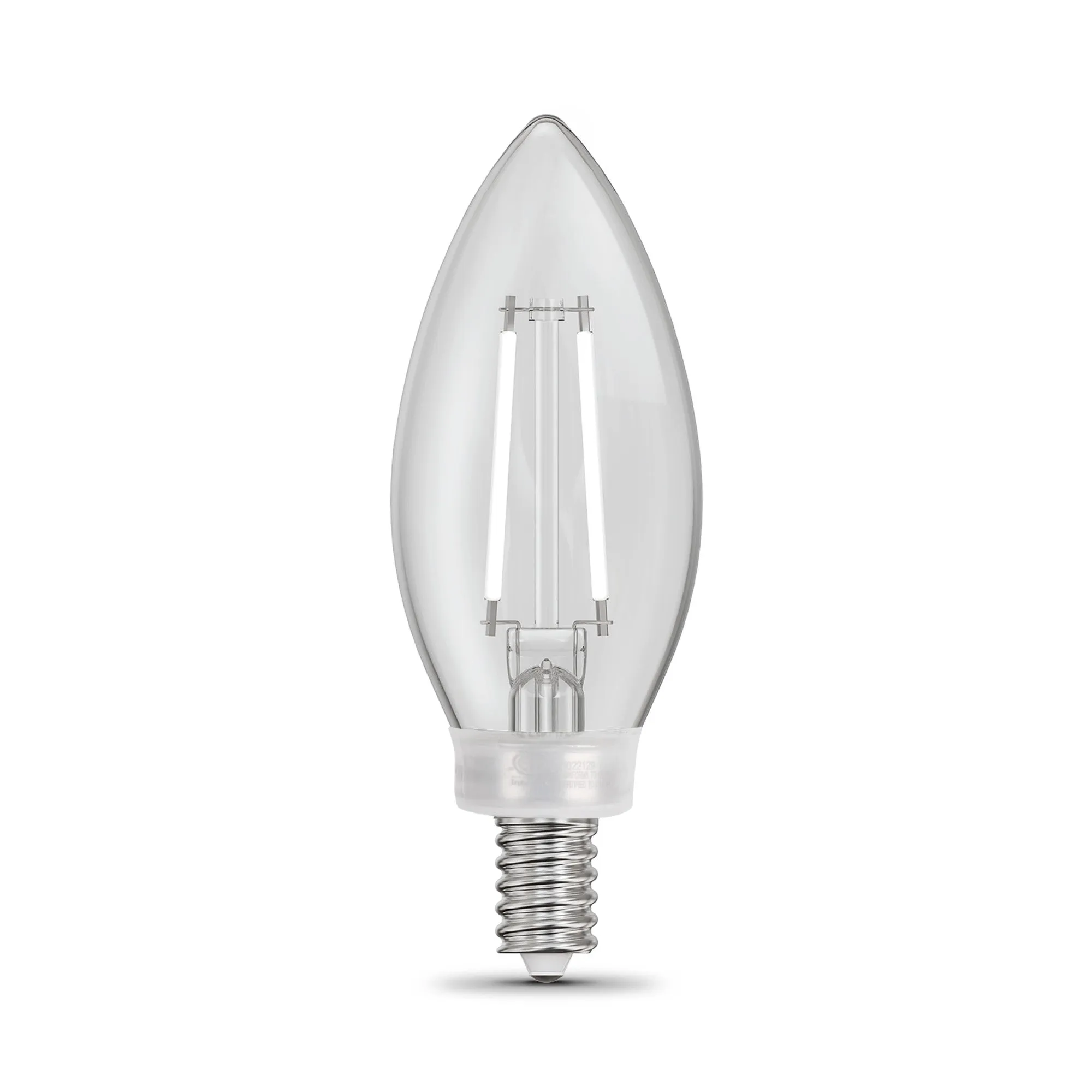 2.2W (25W Replacement) Soft White (2700K) B10 Shape (E12 Base) Torpedo Tip Exposed White Filament LED Bulb (3-Pack)