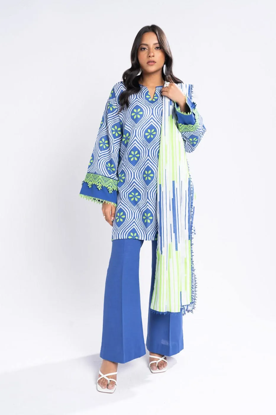 3 Piece Printed Khaddar Suit With Light Khaddar Dupatta