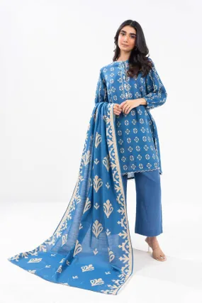 3 Piece Printed Khaddar Suit With Light Khaddar Dupatta