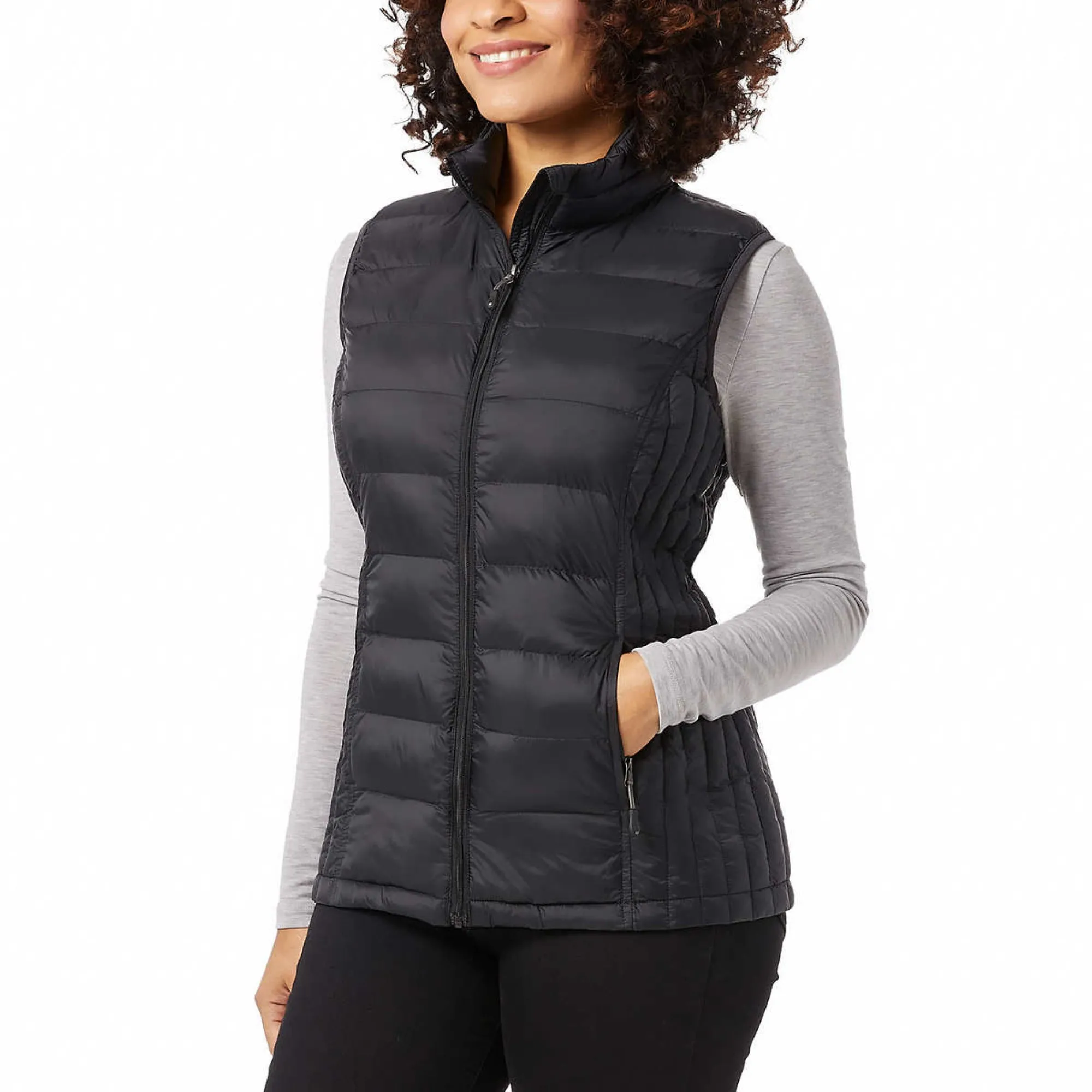 32 Degrees Women's Quilted Stand-up Collar Lightweight Warmth Full Zip Vest