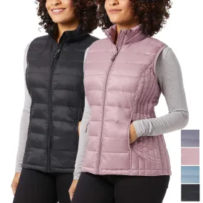 32 Degrees Women's Quilted Stand-up Collar Lightweight Warmth Full Zip Vest