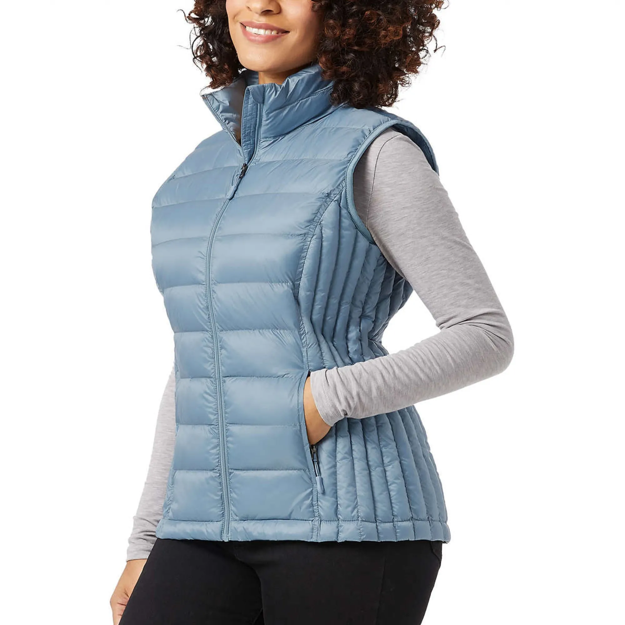 32 Degrees Women's Quilted Stand-up Collar Lightweight Warmth Full Zip Vest