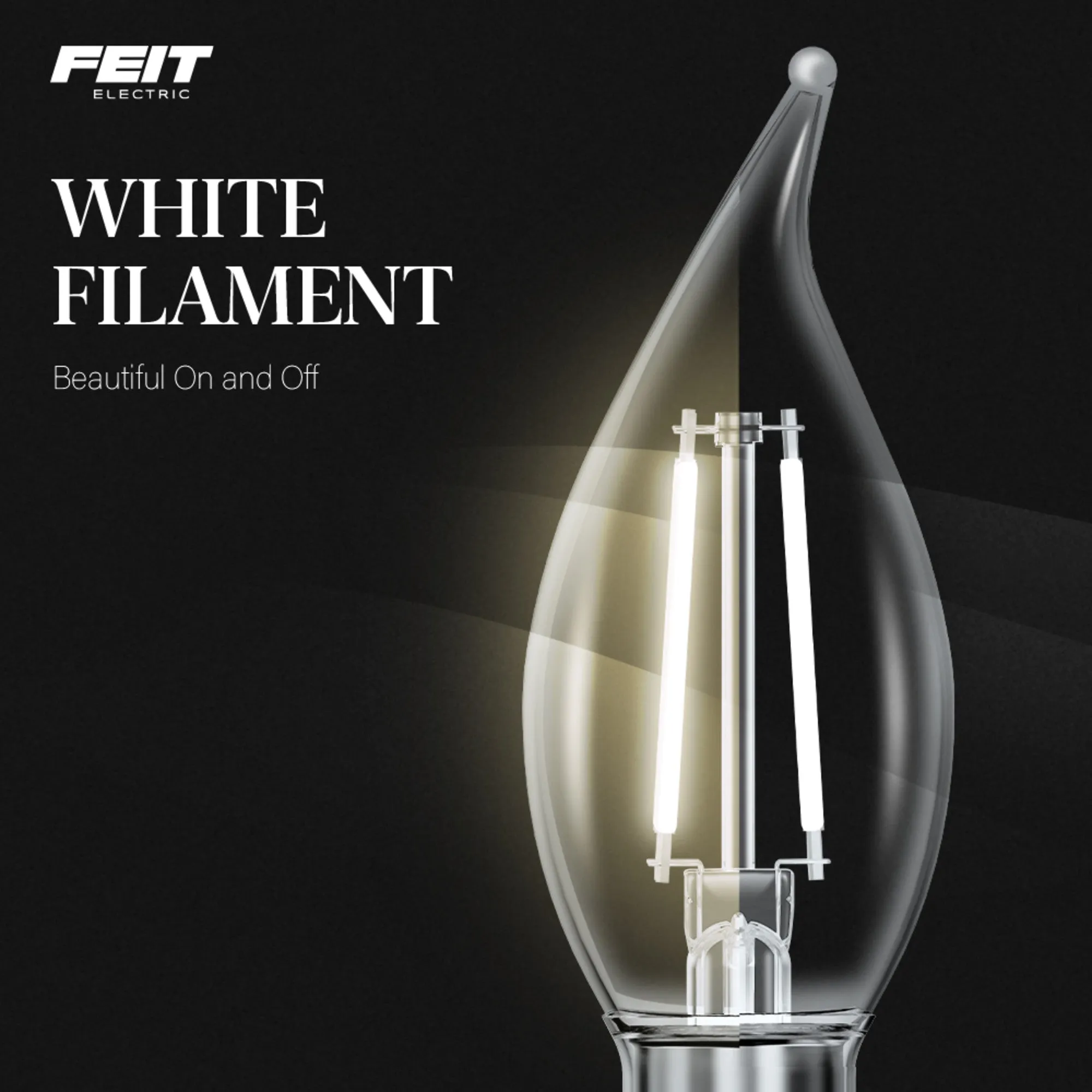 3.3W (40W Replacement) Soft White (2700K) Flame Tip BA10 (E12 Base) Exposed White Filament LED Bulb (3-Pack)