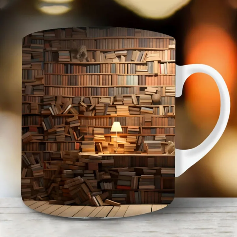 3D Bookshelf Mug Sublimation