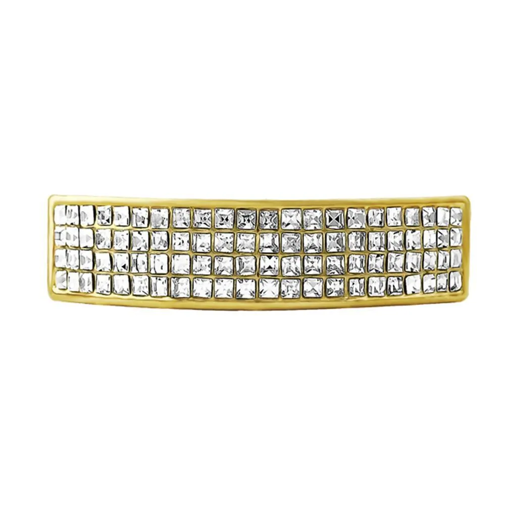 4 Row Princess Cut Gold Grillz Top