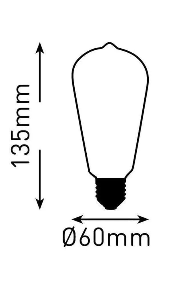 5W E27 Filament LED Spiral ST64 Teardrop 2200K Bulb Dimmable