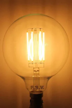 6W B22 Filament LED G125 Round 3000K Bulb Dimmable