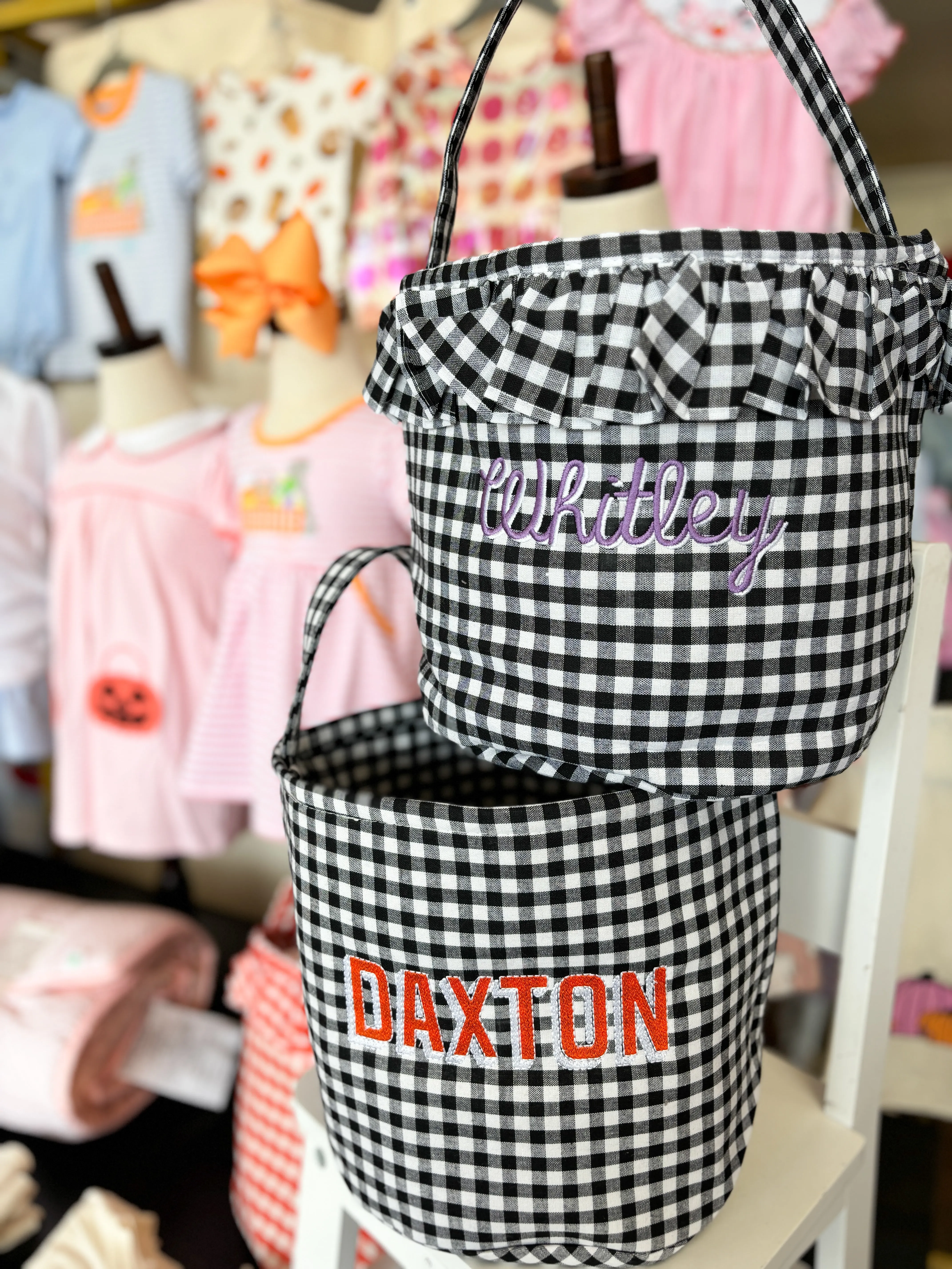 ADD-A-NAME - Custom Checkered Halloween Baskets