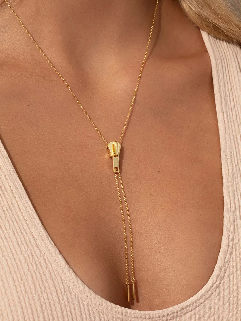 Adjustable Zipper Lariat Necklace