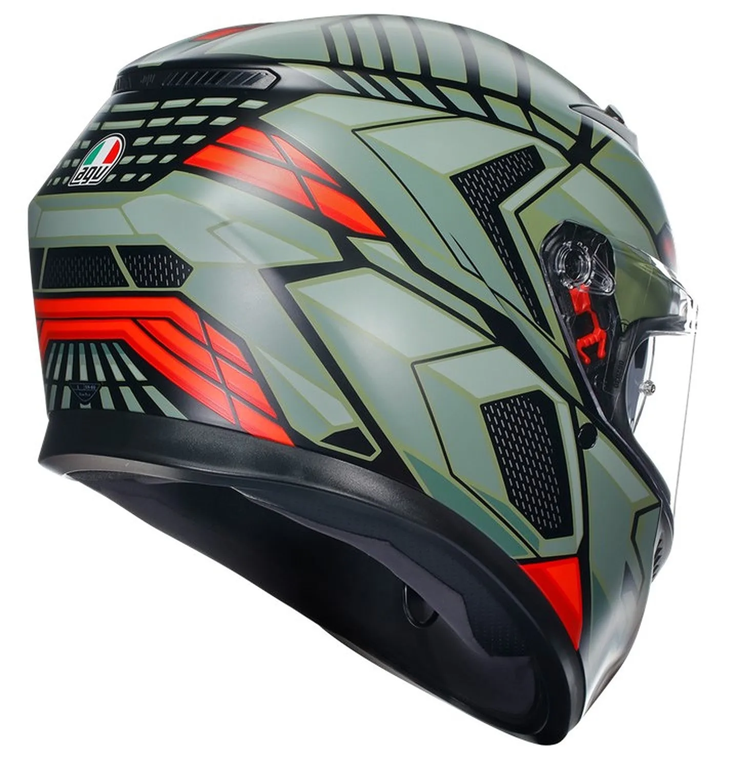 AGV K3 E2206 Full Face Motorcycle Helmet - Decept Matt Black, Green, Red