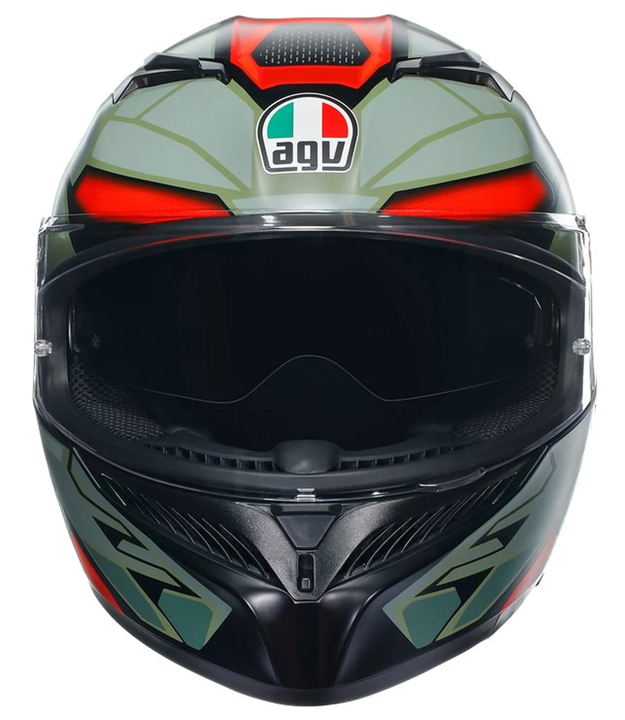 AGV K3 E2206 Full Face Motorcycle Helmet - Decept Matt Black, Green, Red