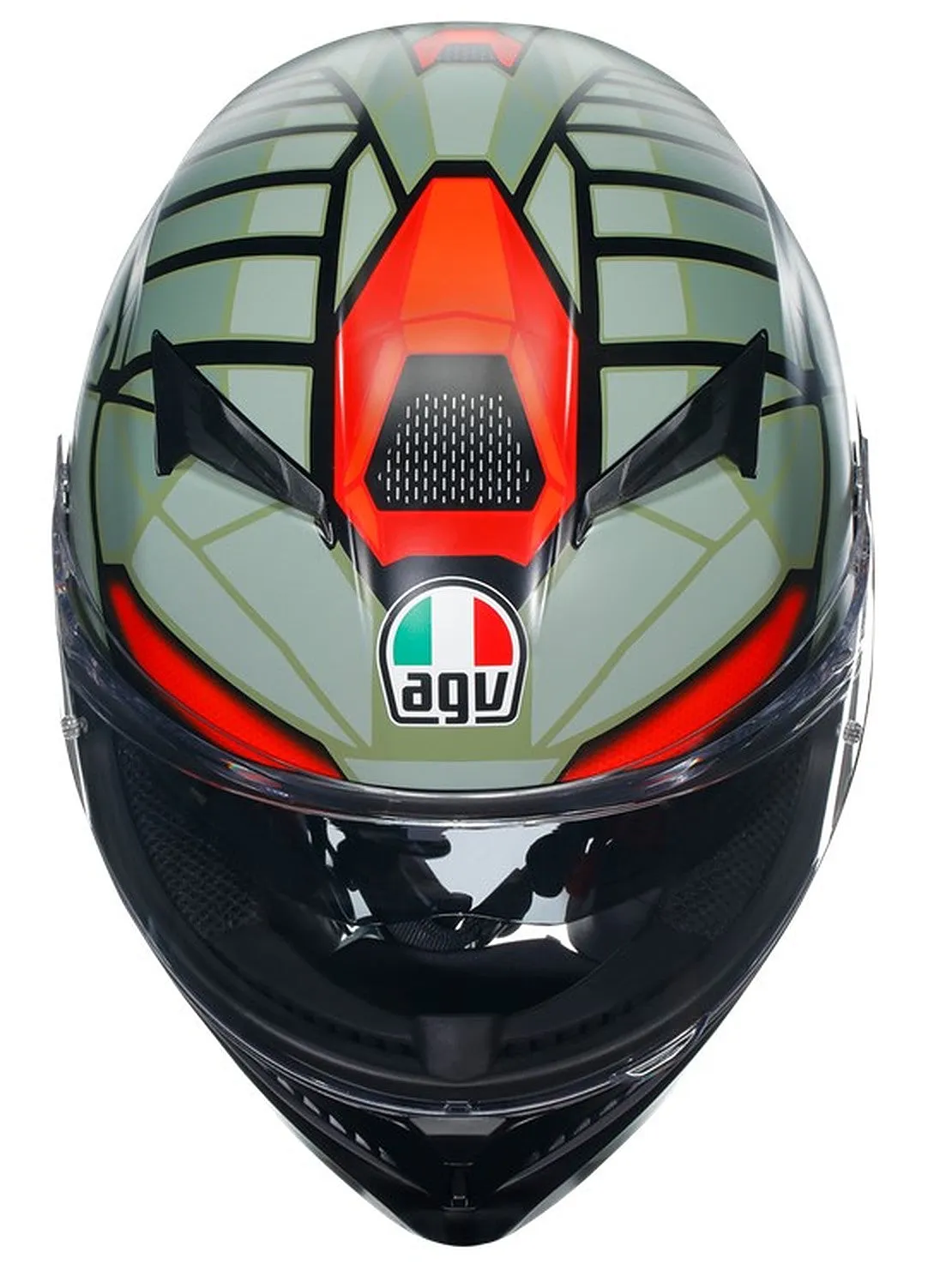 AGV K3 E2206 Full Face Motorcycle Helmet - Decept Matt Black, Green, Red