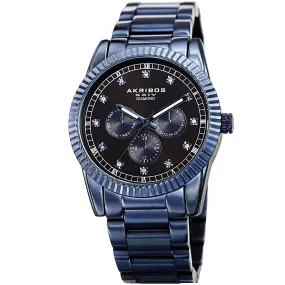 Akribos Xxiv Diamond Black Dial Blue Ion-plated Men's Watch AK958BU