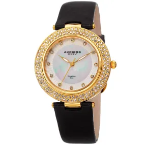 Akribos Xxiv Quartz Diamond Crystal White Dial Ladies Watch AK1008BKG