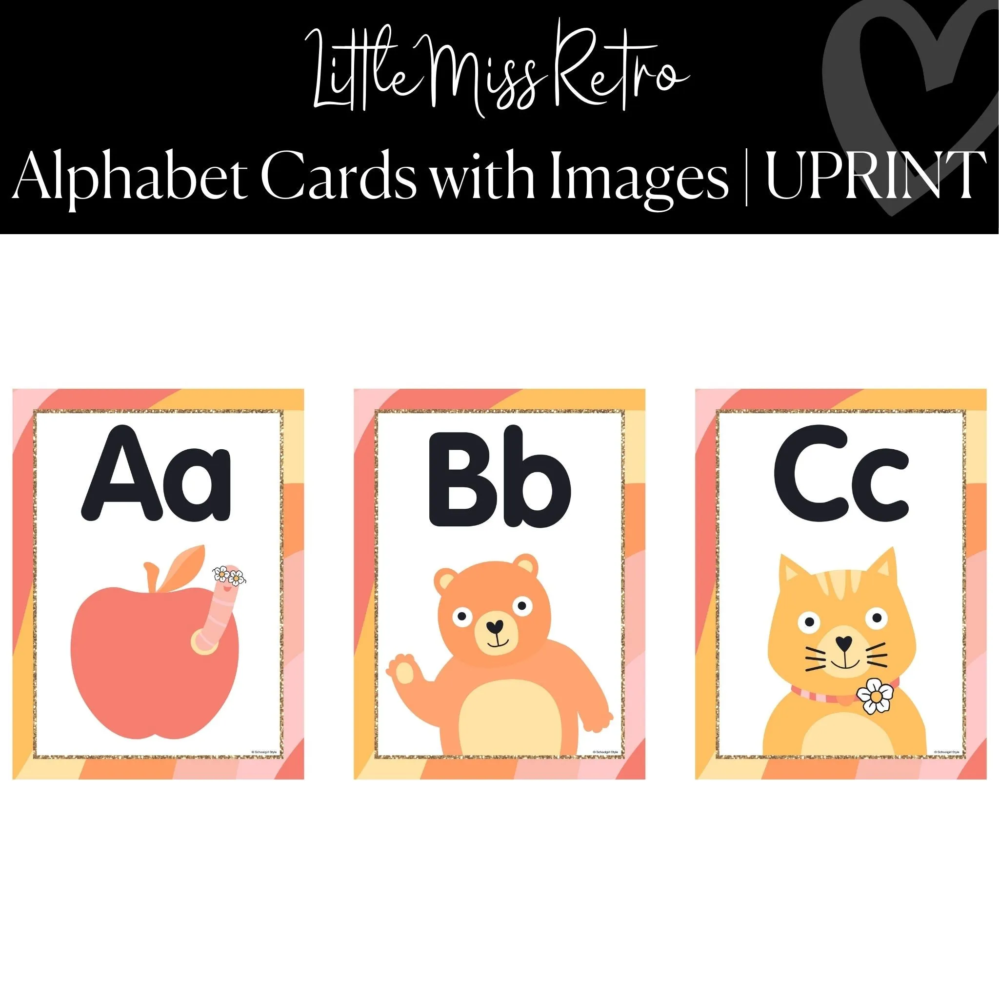 Alphabet Posters with Images | Retro Classroom Decor | Little Miss Retro |  UPRINT | Schoolgirl Style