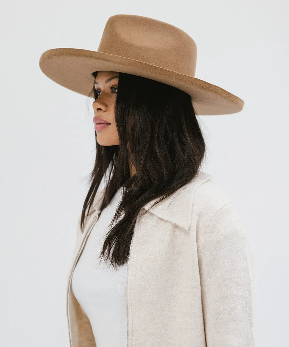 Amelia Pencil Brim Fedora - Brown BLEMISHED