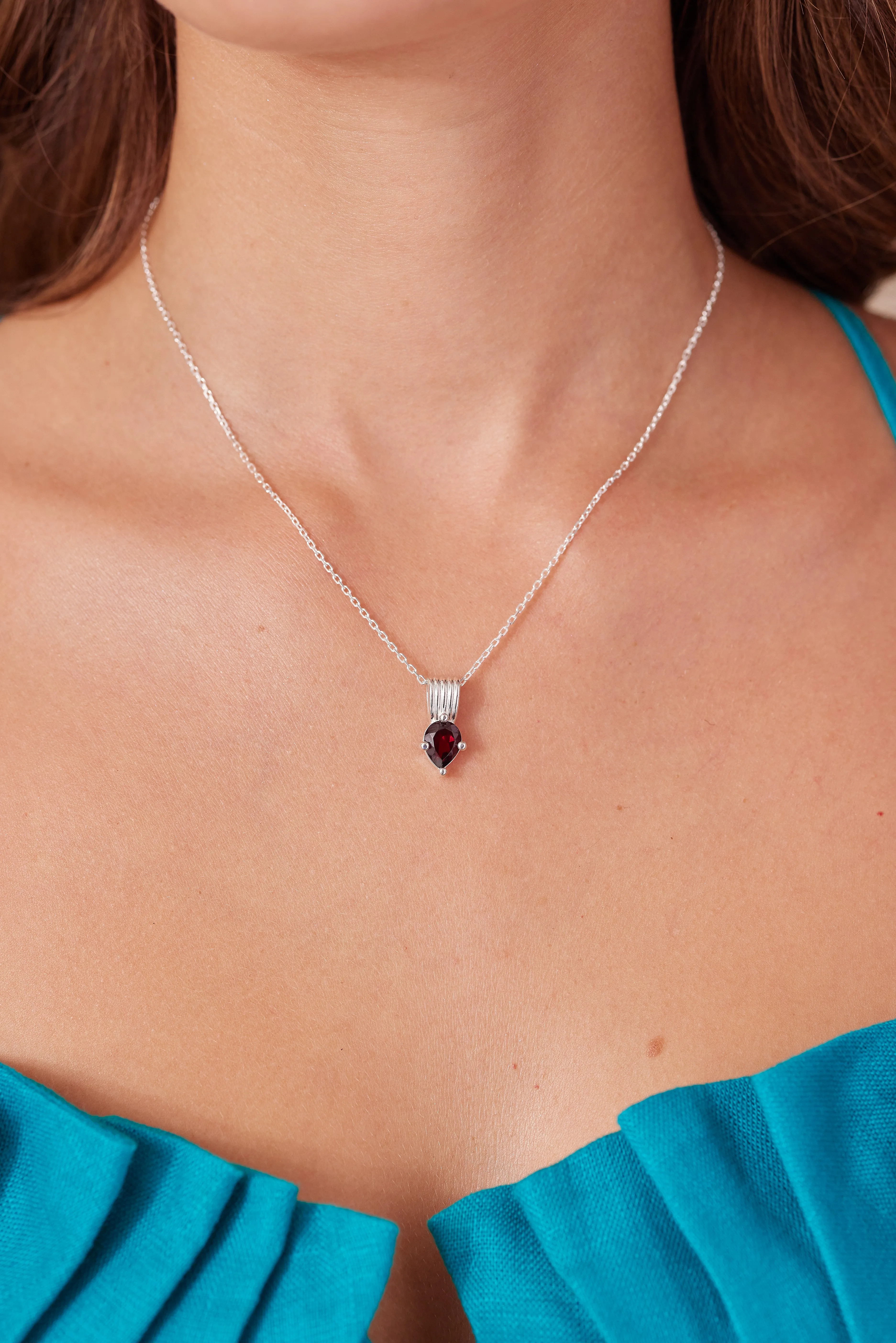 Amie Rhodolite Silver Necklace