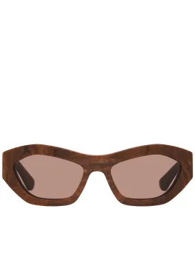 Angle Hexagonal Sunglasses (734117V2Q30-1033-BROWN-BROWN-B)