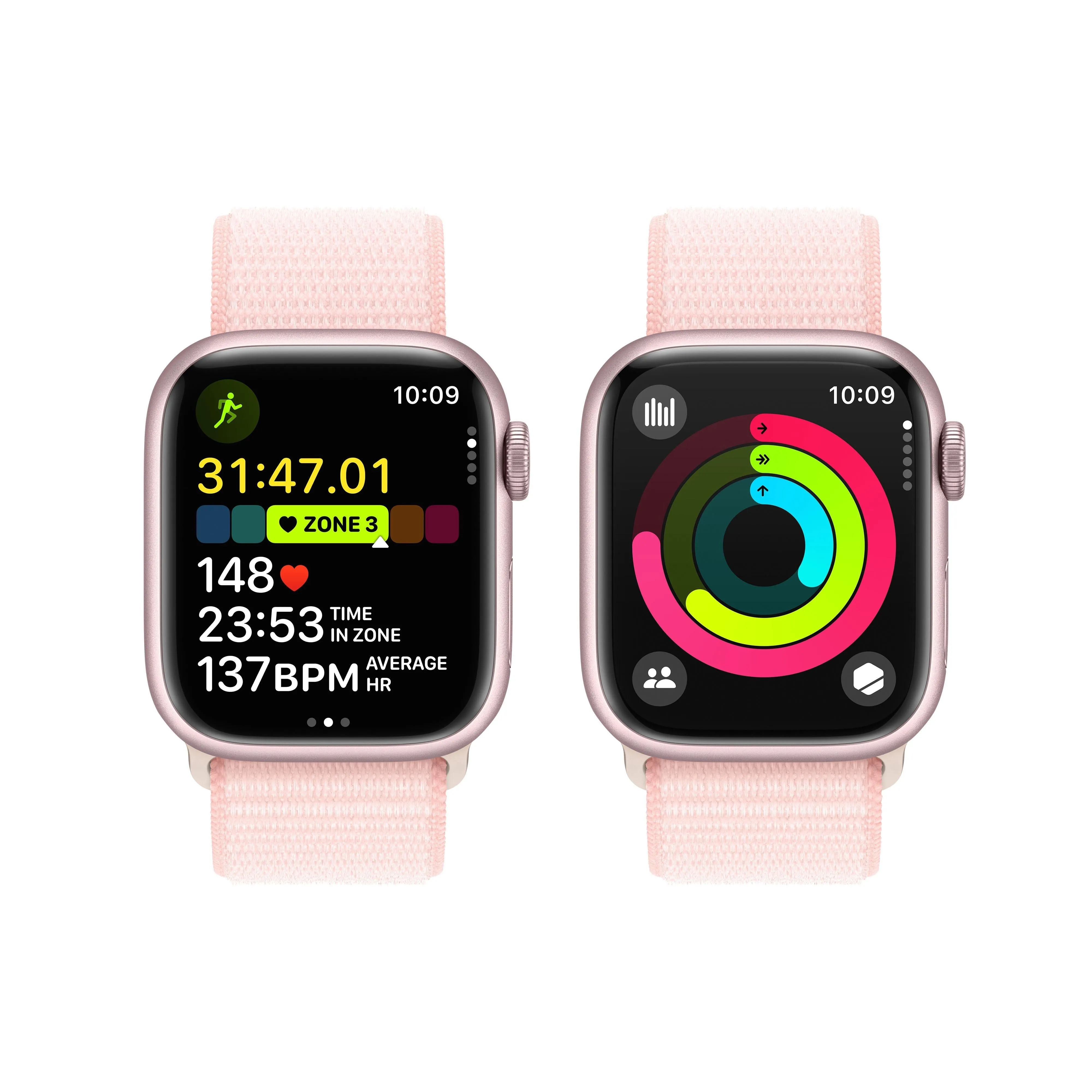 Apple Watch Series 9 GPS 41mm Pink Aluminium Case with Light Pink Sport Loop