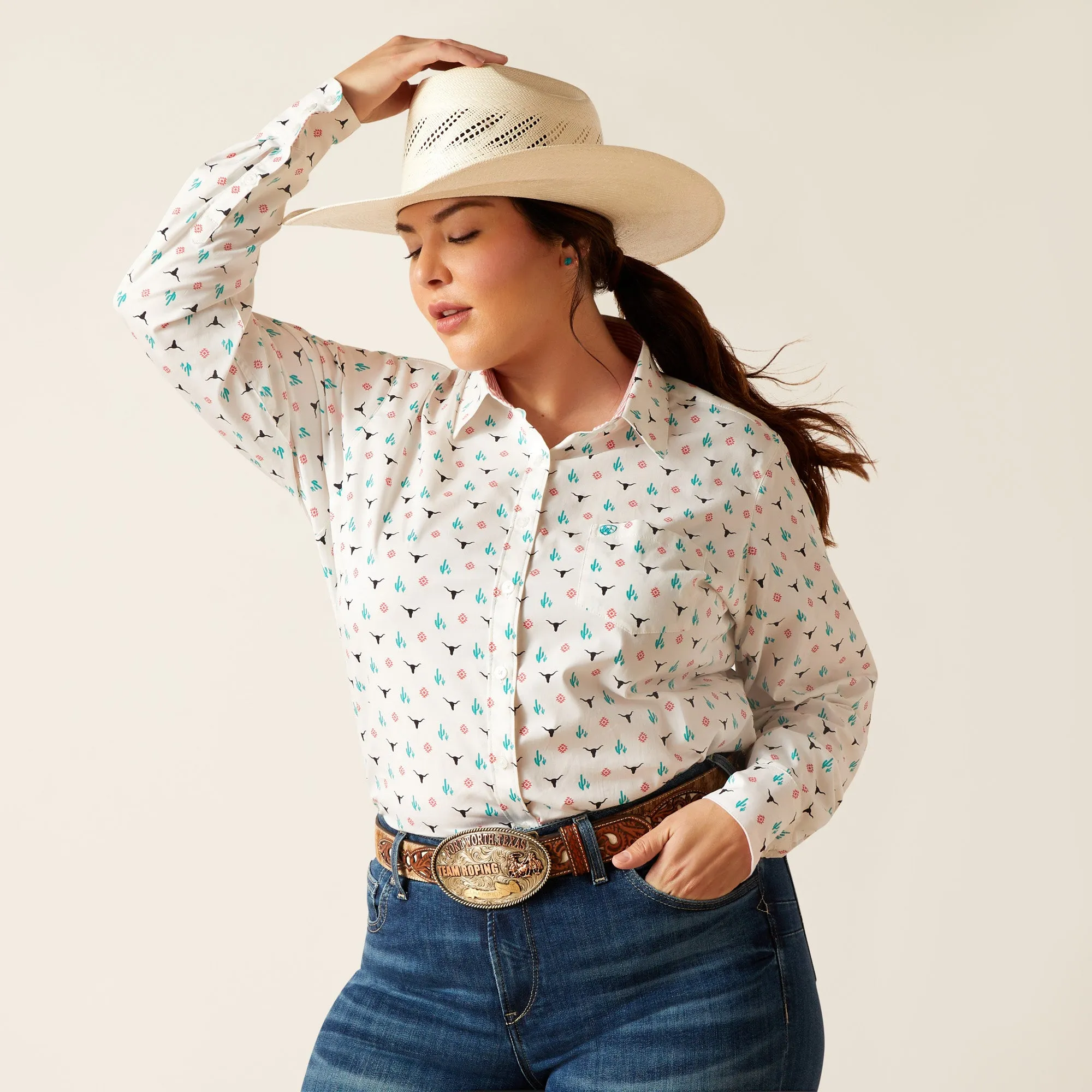 Ariat Ladies Kirby Stretch Fit Steer Garden Shirt 10048882