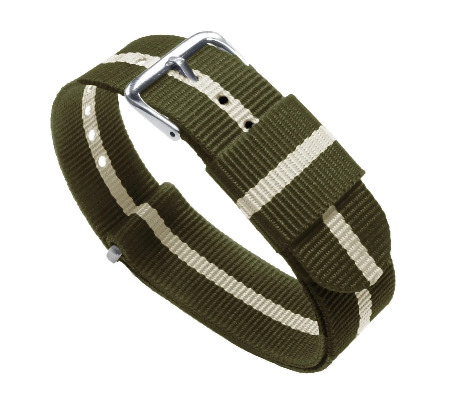 Army Green Linen Nylon NATO® Style Watch Band (22mm SALE)