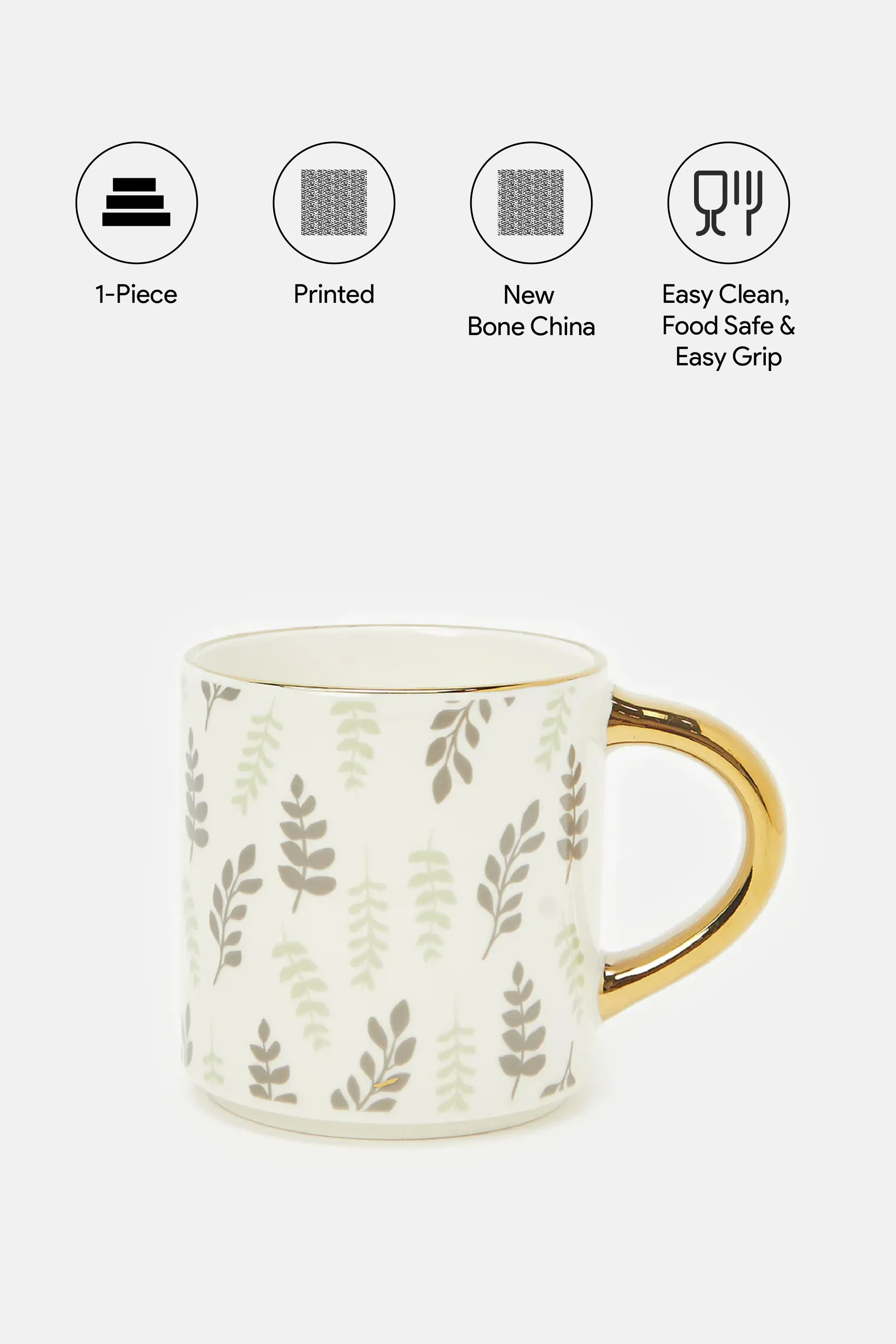 Assorted Floral Mug With Gold Handle