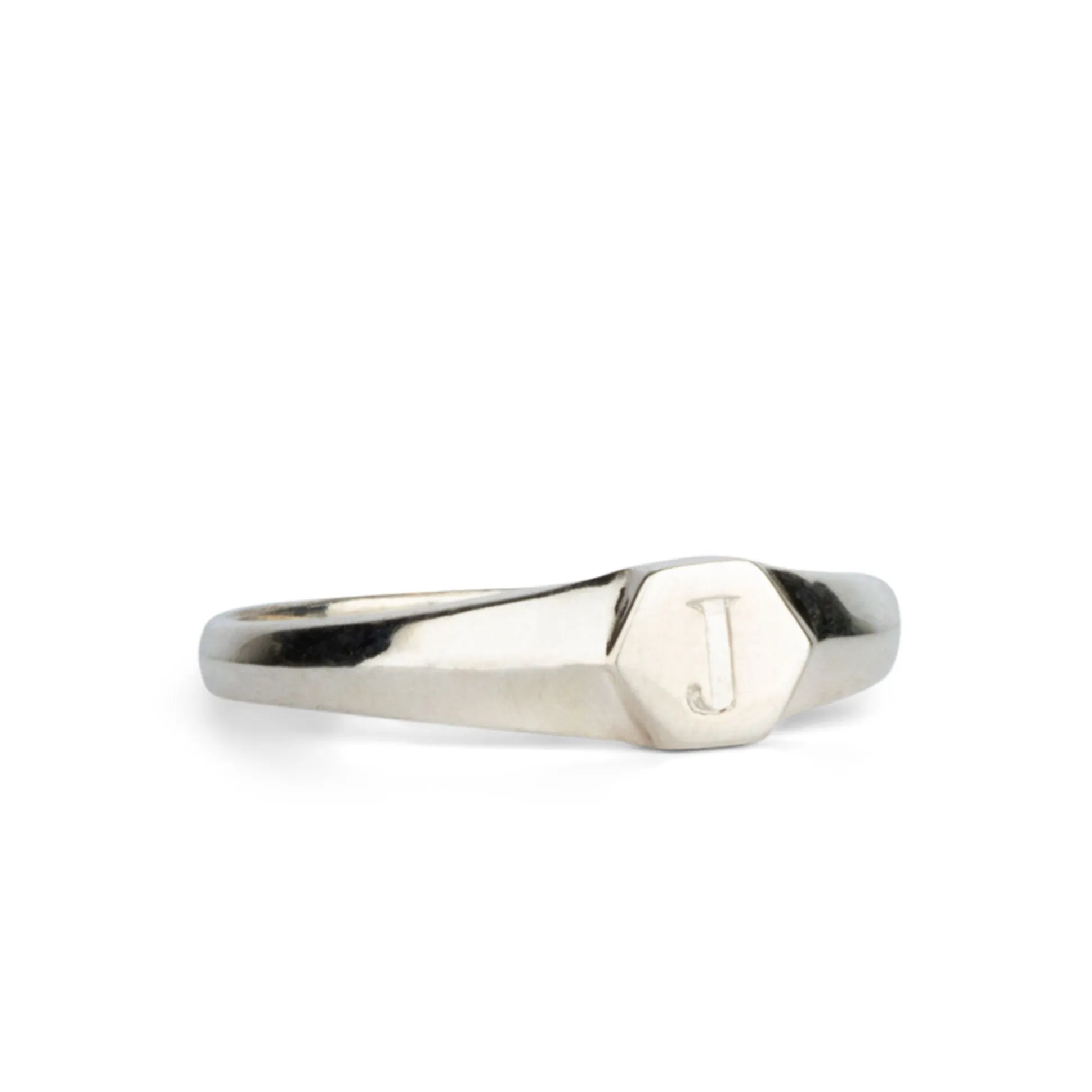 Astra Silver Signet Ring with Engraved Block Letter