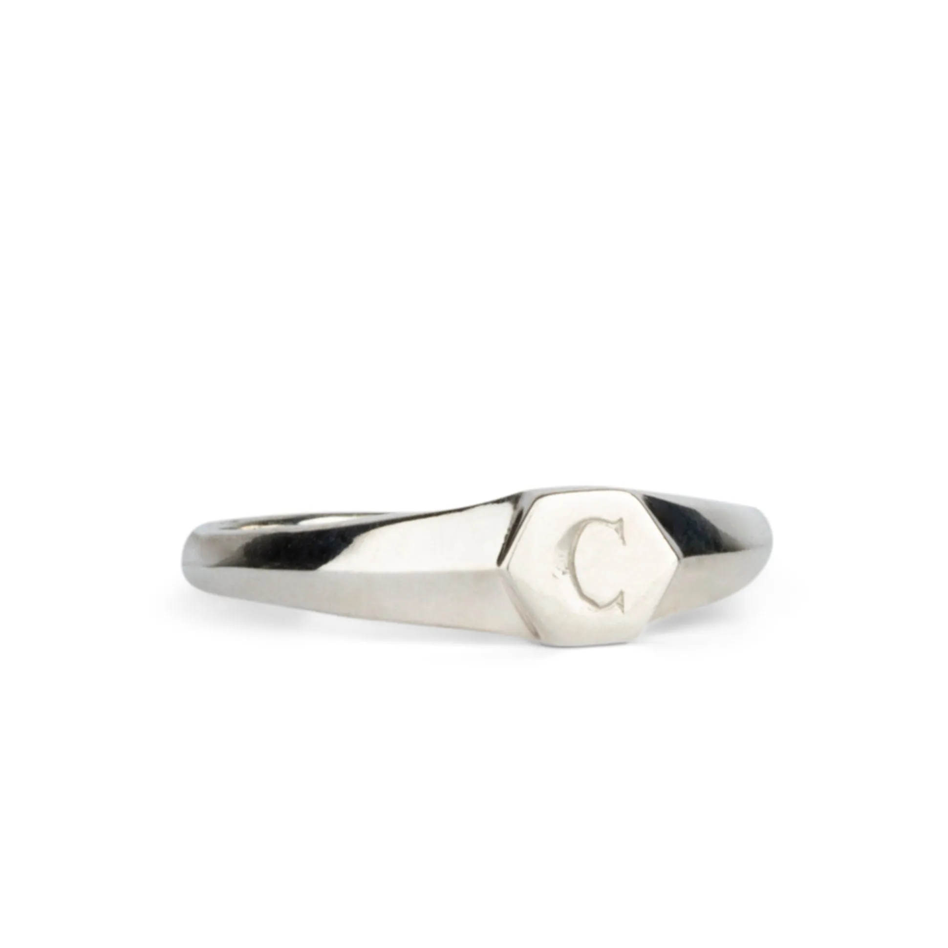 Astra Silver Signet Ring with Engraved Block Letter