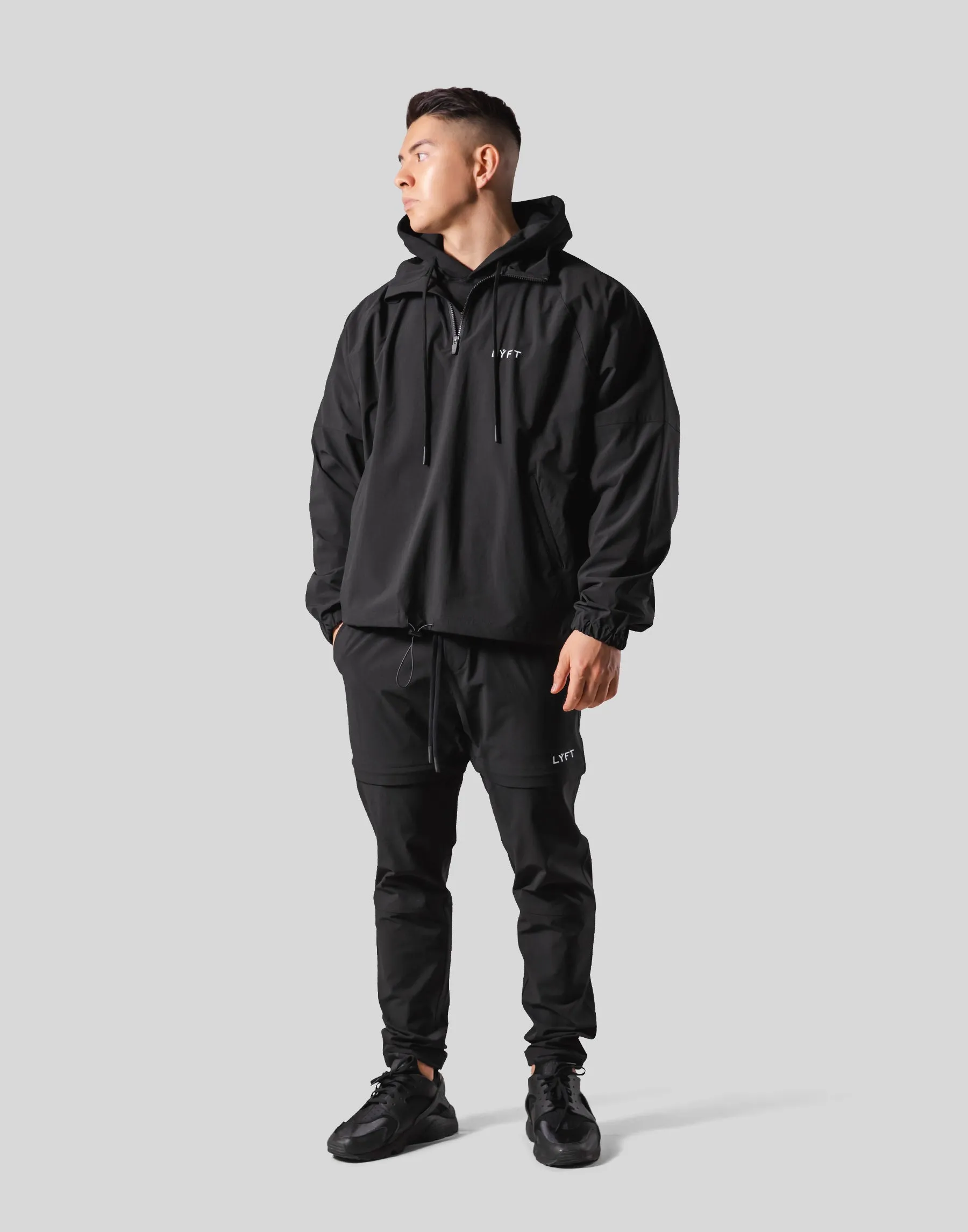 Back Message Half Zip Track Jacket - Black