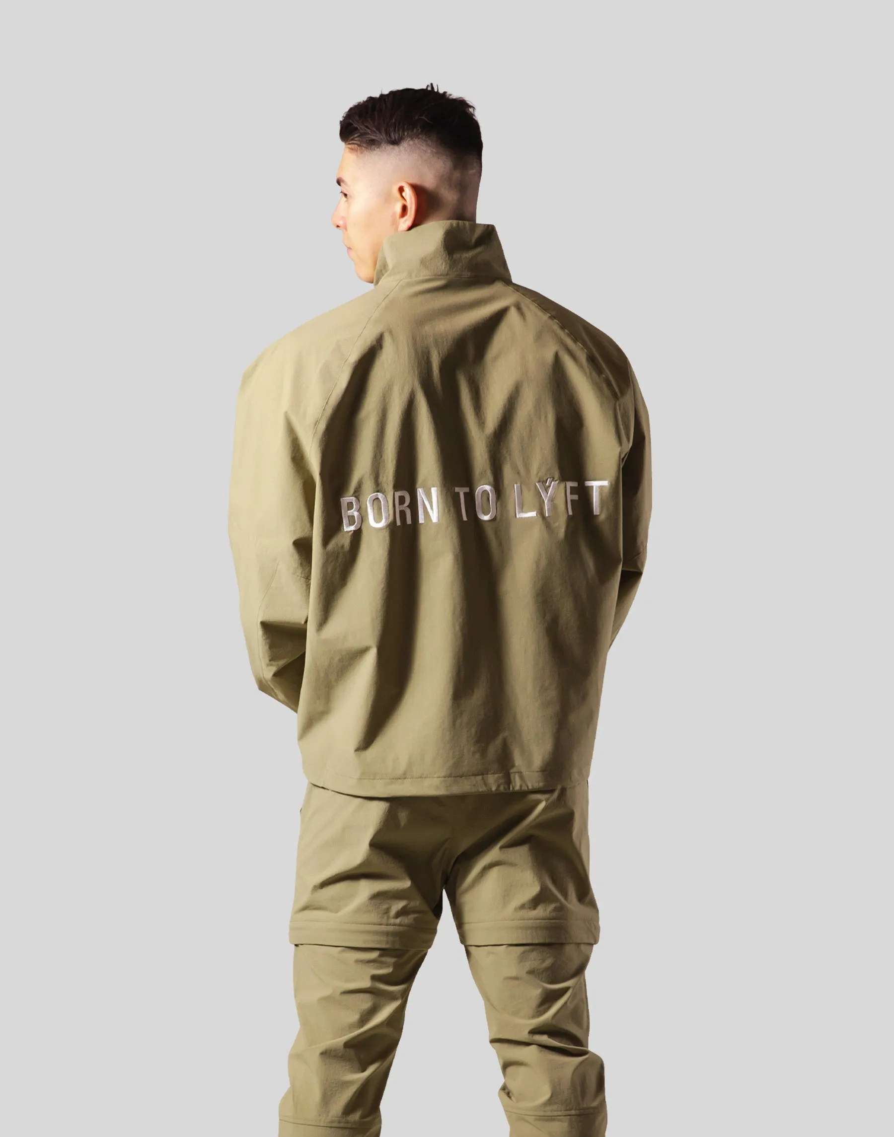 Back Message Half Zip Track Jacket - Olive