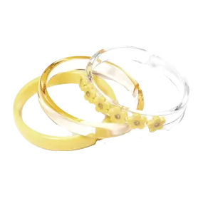 Bangle Set - Baby Yellow Flowers & Crystal