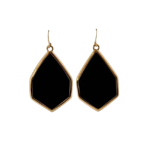 Barse Hexagonal Statement Earring-Onyx