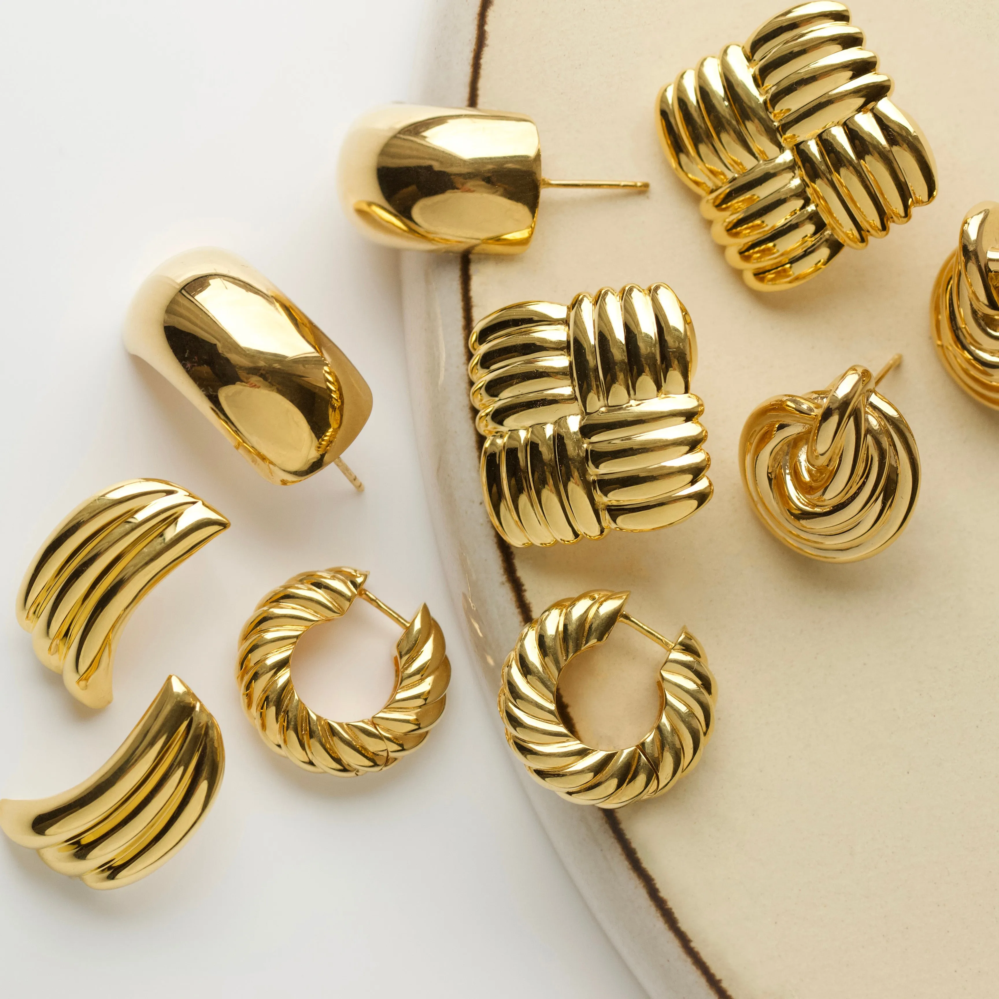 Basket Weave Statement Stud Earrings