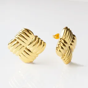 Basket Weave Statement Stud Earrings