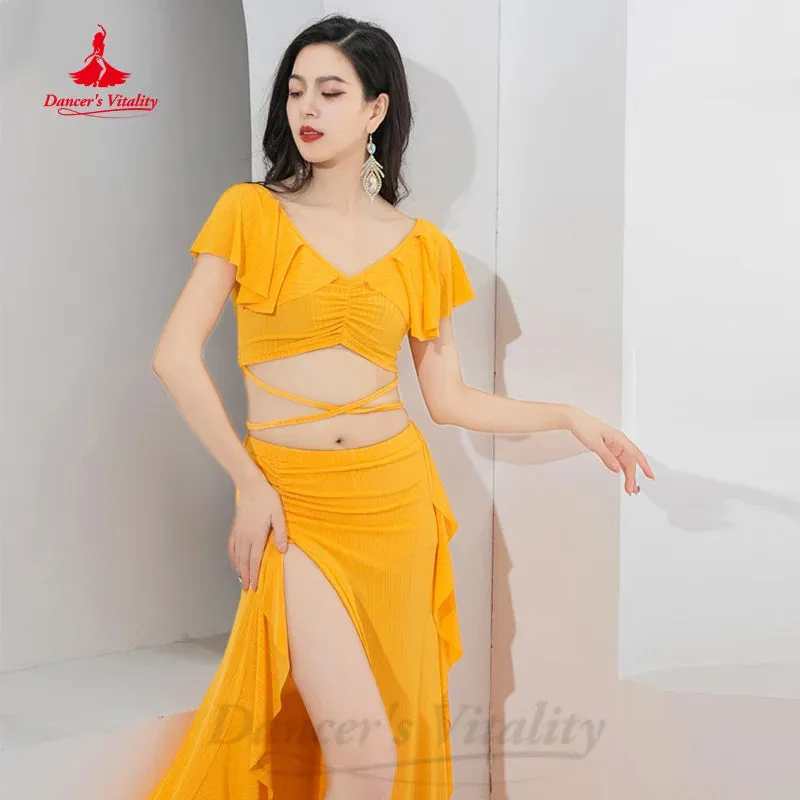 Bellydance Practice Clothes Women Customized Elegant Comfortable Pure Cotton Set Oriental Dance Professional Performance Costume