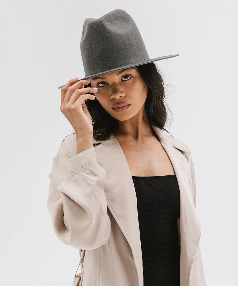 Billie Tall Fedora - Dark Grey BLEMISHED