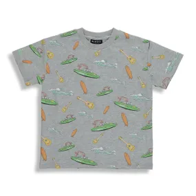 Birdz Summer Camp Lake Dayz Boxy Tee - Light Marl Gray