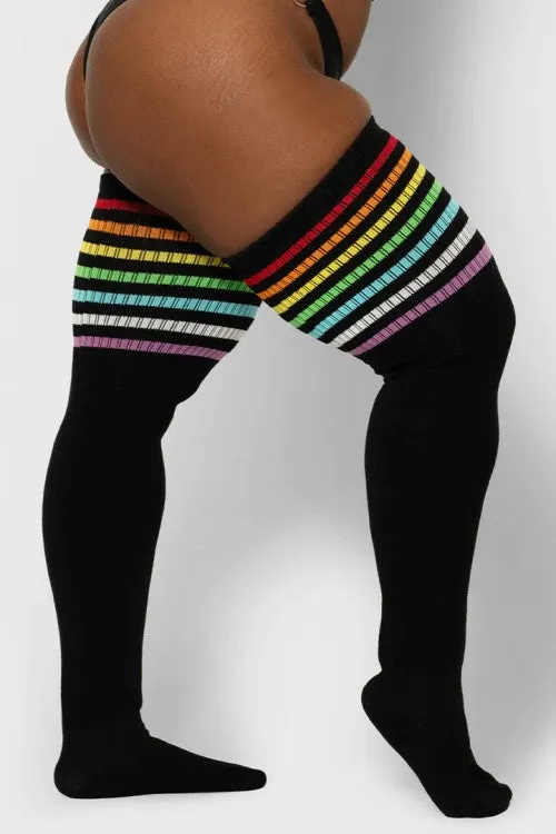 Black Rainbow Top Thunda Thigh Highs