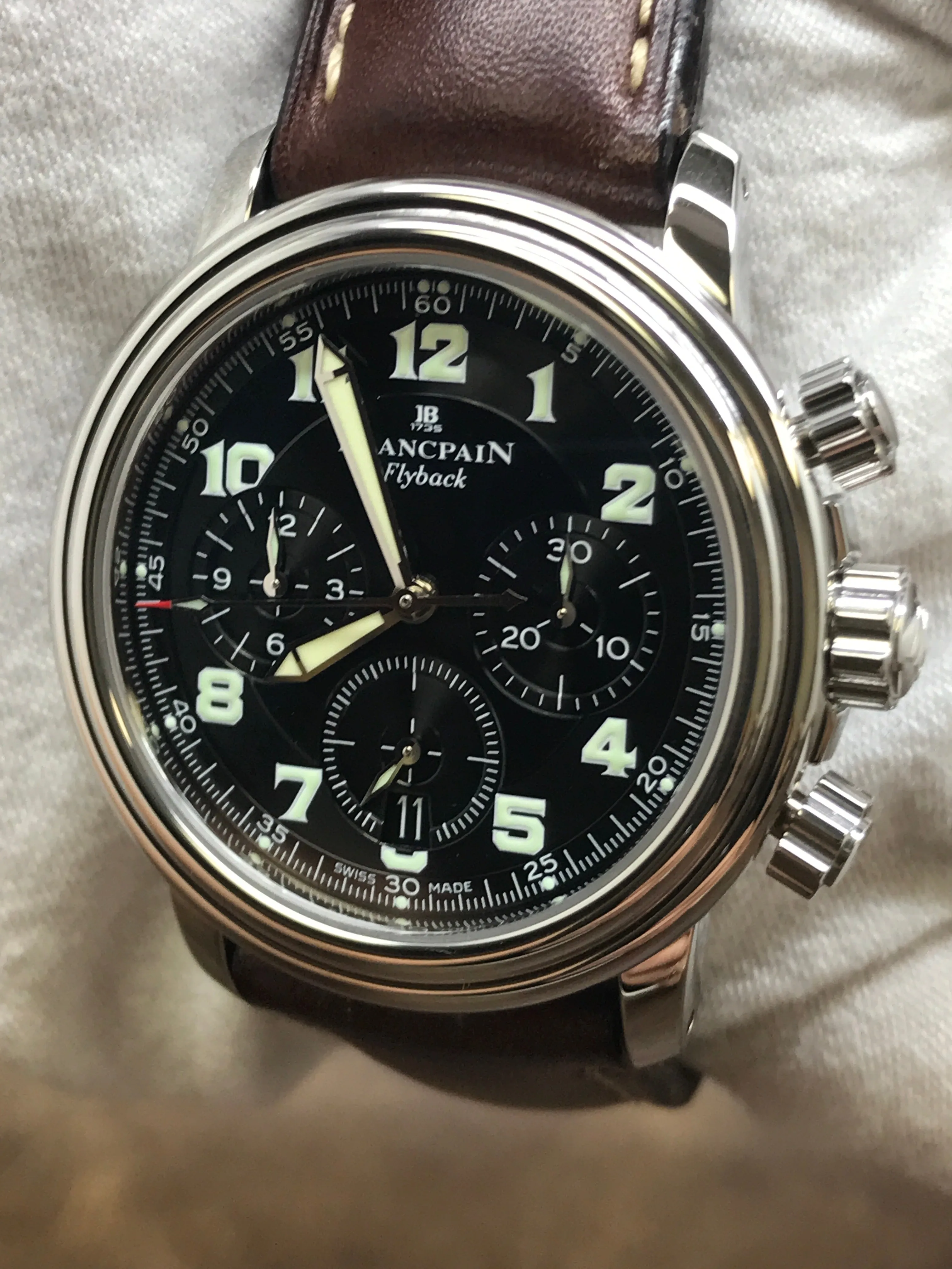 Blancpain Leman 2185F Black Dial Automatic Watch