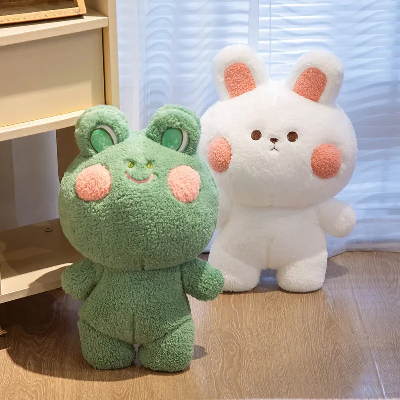 Blushing Kawaii Frog and Rabbit Stuffed Animals Friends Plushies