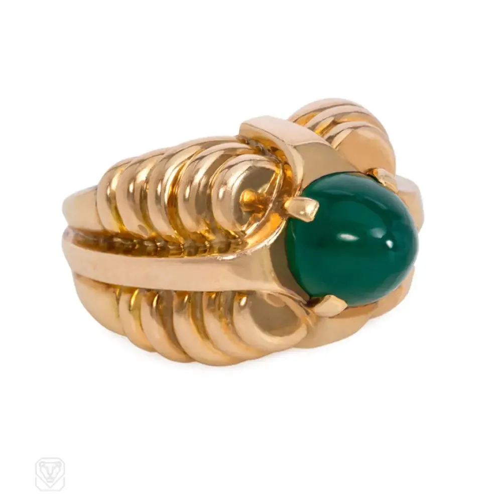 Boucheron Paris Retro gold and chrysoprase ring