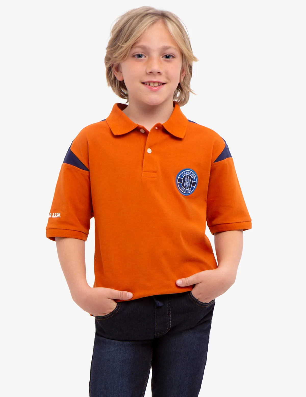 BOYS U.S. POLO ASSN. PIQUE PATCH POLO SHIRT