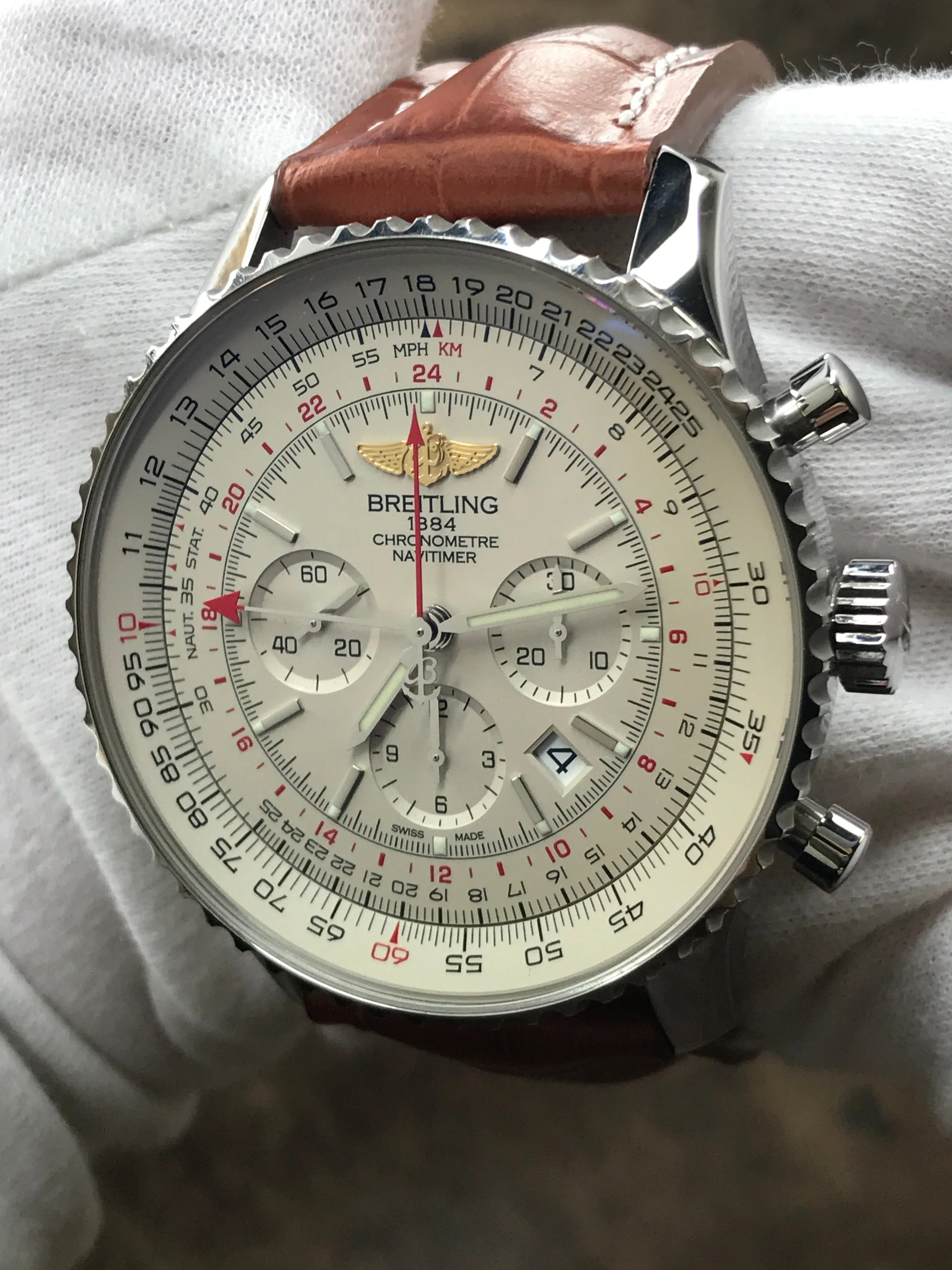 Breitling Navitimer B04 GMT Chrono 48mm AB0441 White Dial Automatic Men's Watch