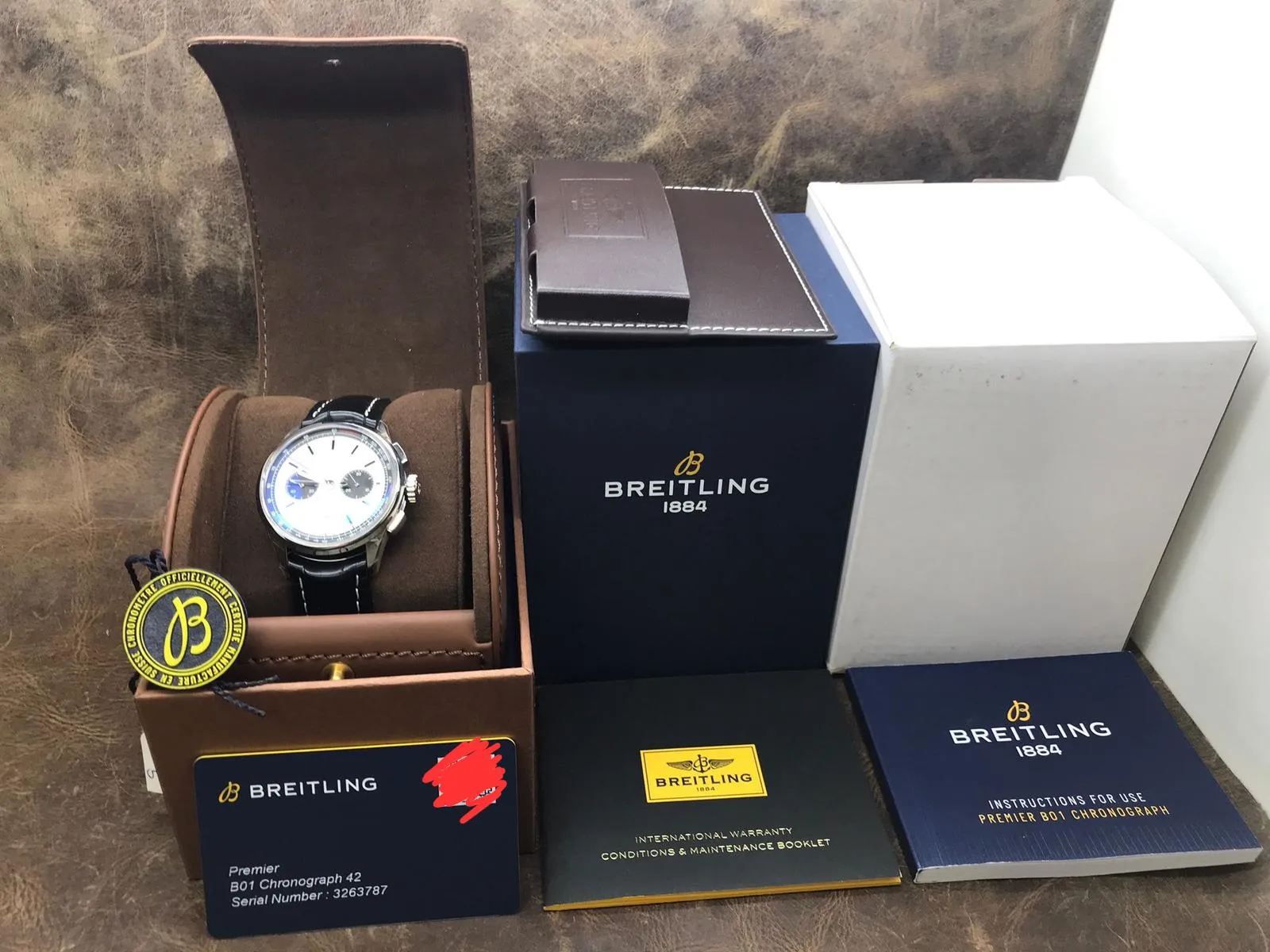 Breitling Premier B01 Chronograph 42 AB0118221G1P1 AB0118 White Panda Dial Automatic Men's Watch