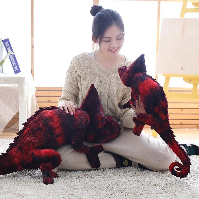 Brown & Red Kawaii Chameleon Stuffed Animals Plushies