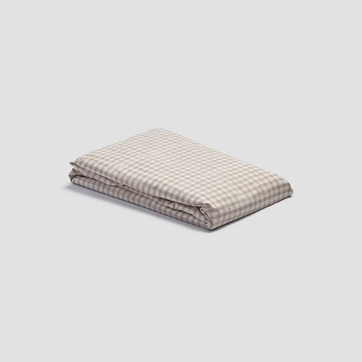 Cafe au Lait Small Gingham Cotton Fitted Sheet