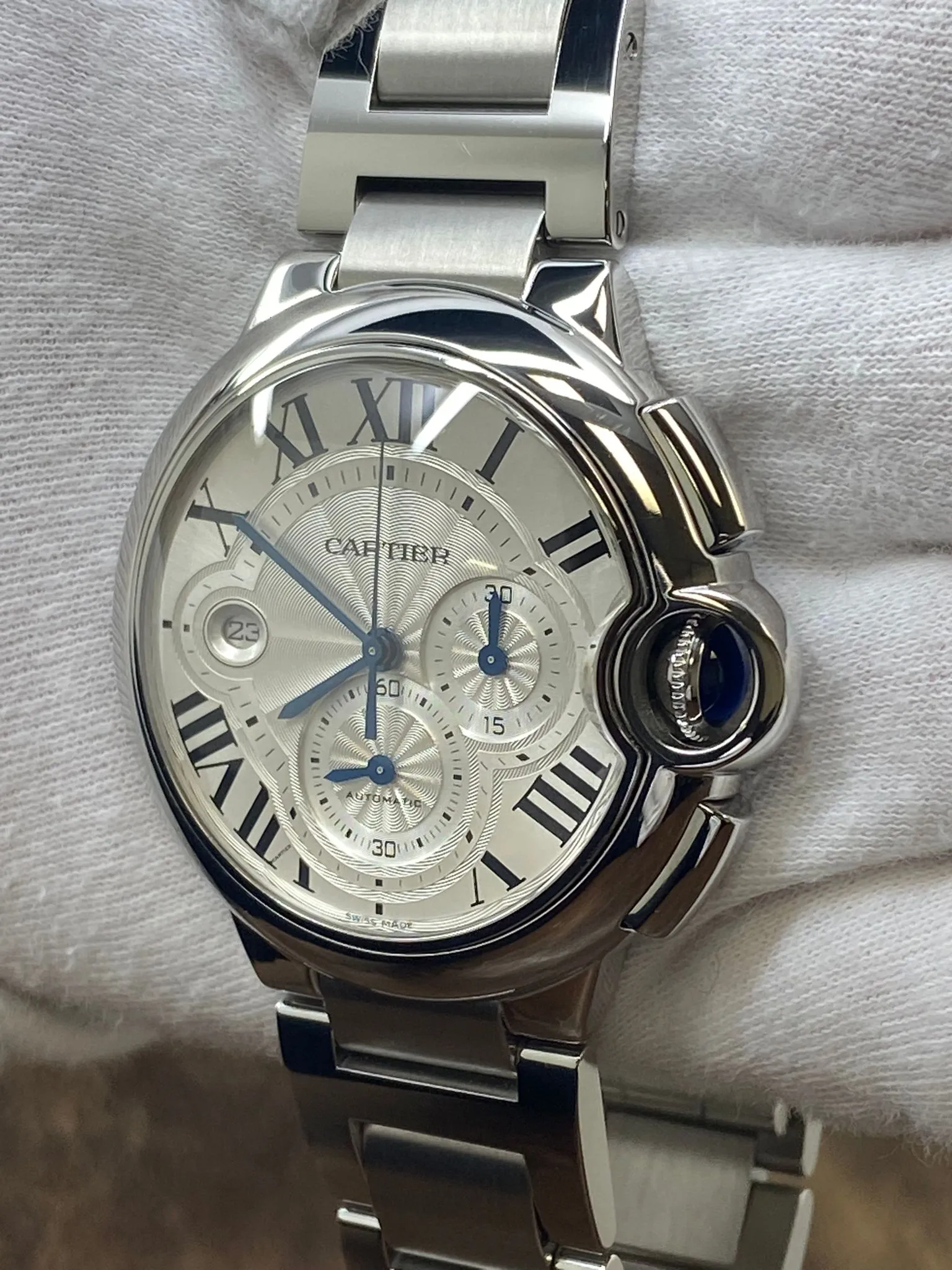 Cartier  Ballon Bleu XL Chronograph W6920002 Silver Dial Automatic Men's Watch